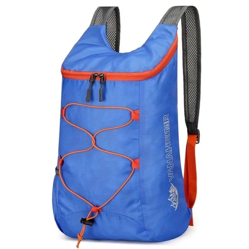 Opvouwbare Sport Rugzak Koningsblauw Oranje – Lichtgewicht Outdoor Rugtas Voor Wandelen, Fietsen En Reizen – Compacte Sporttas Met Verstelbare Schouderbanden En Opbergvakken